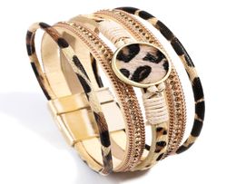 Fashion Women Leather Bracelet Rhinestone Bar Charm Bohemian Leather Female Bracelets3378855