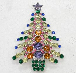 Whole Beautiful Crystal Rhinestone Christmas tree Pin Brooch Christmas gifts Brooches C6803415043