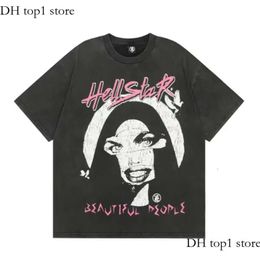 Hellstart Shirt Hellstart Shirt Rappe Mens and Womens T-shirt Rapper Singer Wash Heavy Craft Couple Same Short Sleeve Top Street Retro Hell Designer 955