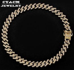 15mm Iced Out Prong Cuban Link Chains Gold Silver Necklaces Choker Bling 15mm Crystal Rhinestones Hip Hop for Mens Necklace1989321