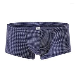 Underpants Sexy Men Boxer Homme Dot Print Low Waist Man Shorts Underwear Black