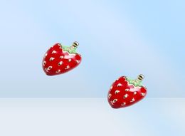 Drop of oil red strawberry ear studs for women girls children nice gift lovely fruit stud earring so cute girl jewelry6446524