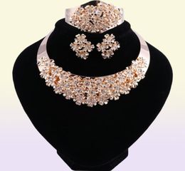 African Beads Jewelry Set Crystal Wedding Flower Necklace Earrings Set For Women Dubai Luxury Bridal Jewelry Sets8340488