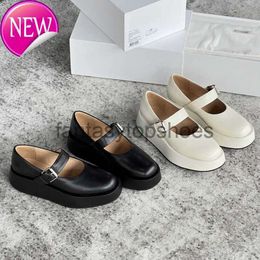 The Row New Women's Shoes Same Style Single Straight TR Buckle Flat Bottom Versatile Elevated Mary Jane Shoes Fashion