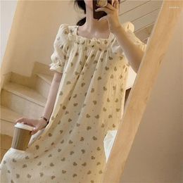 Women's Sleepwear Kawaii Girl Sweet Nightdress Short Sleeve Princess Nightgowns & Sleepshirts Women Night Wears Outwear