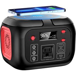 Portable Power Station with AC Outlet, Fast Wireless Charger, 7 Outputs, Backup Lithium Battery for Outdoor Camping and Home Emergency Us