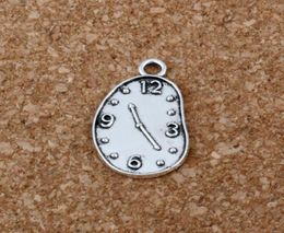 200Pcslot Antique Silver Alloy Clock charm Pendant For Jewelry Making Bracelet necklace Findings 13 22mm A2034790028