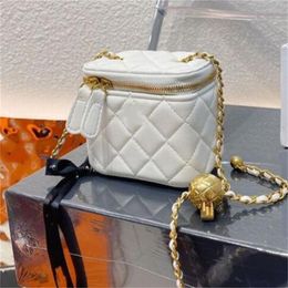 New Style Designer Box Bags Adjustable Shoulder Strap Quilted Cross Body Mini Genuine Leather Luxury Cosmetic Vanity Handbags