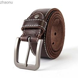 Belts 3.8CM Mens Genuine Leather Belts For Men Vintage Alloy Pin Buckle Waistband Strap Jeans Belt For Male Cowhide Belt XW