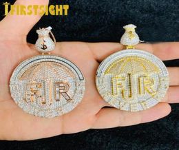 Chains Two Tone Colour CZ Letter Forever Rich Pendant Necklace Iced Out Bling Cubic Zirconia Umbrella Money Charm Men Hip Hop Jewel5793101