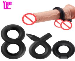 YUELV Silicone Adult Male Stay Hard Cock Ring Erection Prolong Penis Enlarger For Men Delay Ejaculation Cockring Sex Products Erot2556395