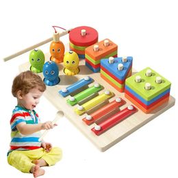 Baby Stacking Toy Nesting Cups 3in1 Wooden ShapeColorful Learning Activity Block Puzzle Early Education Learning Stacking Tower 240420