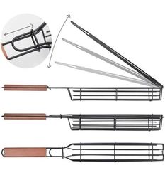 DHL 50pcs Outdoor Cooking Barbecue Baskets Grill Net BBQ Tools Metal Clip Basket with Opp Bags3547016