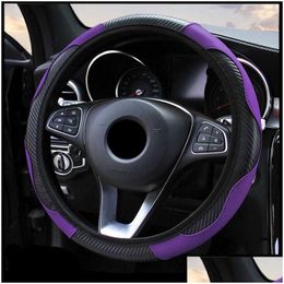Steering Wheel Covers 1 Pcs D Type Car Steering-Wheel Er Without Inne Fit 36-38Cm Breathable Anti-Slip Carbon Fibre Drop Delivery Auto Dhegk