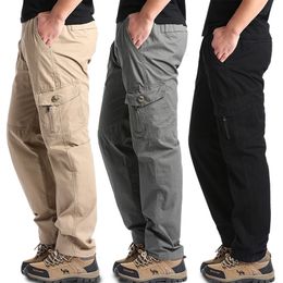 High Quality Cotton Mens Cargo Pants Casual Loose Multi Pocket Military Long Trousers for Male Joggers Size 5XL 6XL 240422