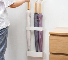 Hooks Rails Wall Mounted Umbrella Stand Puncture Storage Shelf Rack Holder Hanger Organiser For Office Home1621212