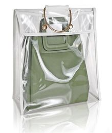 Waterproof And Dustproof PVC Transparent Plastic Storage Dust Bag Jelly Handbag With Handle Wardrobe Hook Holder Purse Organizer241306706