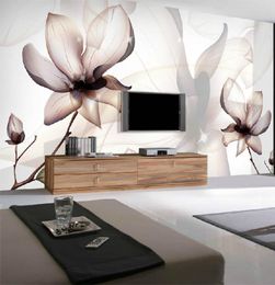 Custom 3D Wallpaper Modern Art Transparent Lotus Flowers Smoke Po Wall Mural Living Room Dining Room Simple Home Decor Fresco5715451