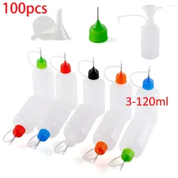 Storage Bottles 100pcs 5ml - 120ml Plastic Squeezable Dropper Metal Needle Tip Liquid Cig Oil E Juice Fill Container