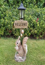 Garden Decorations Resin Simulation Solar Squirrel Ornaments Small Animal Sculpture Courtyard Crafts45389179390745