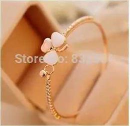 Chain Fashion Bow Bangles Leaf Crystal Bracelet Inlaid Opal Bracelet Jewelry Accessories Bangles wholesale