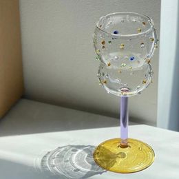 Wine Glasses 1PCS Colourful Stones Champagne Goblet Glass Sparkling Gem Cocktail Dessert Drinking Bar