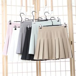 Skirts Skort For Women Preppy Style High Waist Pleated Skirt White Summer Ropa Dama Spring Y2k Korean Fashion Clothes Grey Mini
