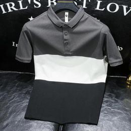 Men's Polos Male With Collar Tee Spliced Polo Shirts White Tops Skinny Mens T-shirt Summer Clothes Clothing 2024 Basic Wholesale
