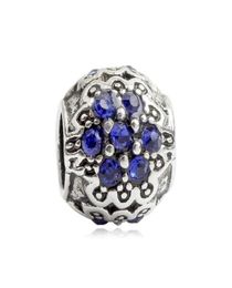 Blue Flower Alloy Charm Loose Bead Fashion Women Jewelry European Style For DIY Bracelet Necklace PANZA0071004063876