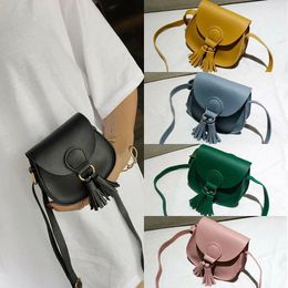 PU Leather Children Small Shoulder Bag Cute Tassel Accessories Kids Coin Purse Handbag Girls Crossbody Bags Purses and Handbags 240429