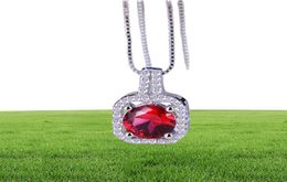 Fashion Simple Jewelry 925 Sterling Silver Round Cut 5A Cubic Zirconia CZ Party clavicle Chain Diamond Women Cute Necklace Pendant4737645
