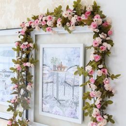 23 M Imitation Small Rose Vine Decoration Home Doorway Lintel Wall Hanging Wedding Wreath Arch Plastic Artificial Silk Flower 240429