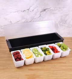 Jars Kitchen 5 Compartment Seasoning Case Bar Condiment Box Holder Drinks Fruit Garnish Cocktail Decorative Ktv Storage Bottles 9264348