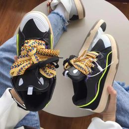 Casual Shoes 2024 Men's Women's Sports Sneakers Colorful Large Shoelaces Mixed Color Patchwork Daddy Breathable