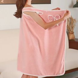 Set 135x80cm Wearable Bath Towels Soft Coral Fleece Women's Bath Skirt Absorbent Sling Home Shower Bathroom Quick Dry Towel