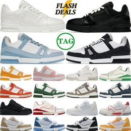 with BOX Designer Trainer Sneakers Low Black White Baby Blue Navy Orange Green Tour Yellow Pink Brown Mens Trendy Tennis Outdoor Jogging Walking