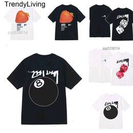 Designer summer Tshirts Lettering Short Sleeves Womens Dice Printed Tshirts Round Neck Pullover Couples Tee Cotton High Street 8 ball Tshirts