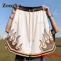 Fire Printed Mens Clothing Luxury Shorts for Men Summer Short Basketball Street Wear Korean Style Clothes 5XL 2024 240430