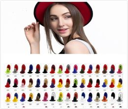 DHL 40colors Unisex Flat Brim Wool Felt Fedora Hats with Belt Red Black Patchwork Jazz Formal Hat Panama Cap Trilby Chapeau for Me3018675