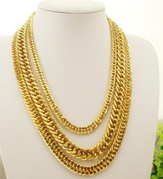 Hip Hop Heavy 24K Gold Filled Mens Chains 812MM Miami Cuban long Link Chain Double buckle Necklaces For man s rapper Jewellery A0097091761