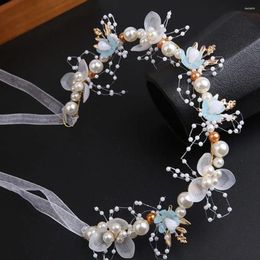 Headpieces Flower Headpiece For Bride Wedding Hair Accessory Alloy Floral Tiara Rhinestone Pearl Headband Baby Toddler Prom Pography