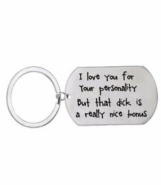 Keychains 12PC/Lot I Love You Keychain Dog Stainless Steel Keyring For Couple Girlfriend Boyfriend Wife Husband Key Chain Funny Gifts4583103