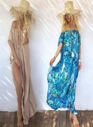 Sexy Women Bikini Cover Ups Beach Kaftan Dress Off Shoulder Loose Coverups Long Tunika Swimbikini Coverup Chiffon Sarongs4402380