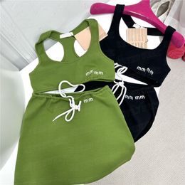 Embroidered Letter Vest Skirts Yoga Set Womens Tracksuits Crop Tank Sports Top Mini Skirt Gym Fitness Yoga Outfits