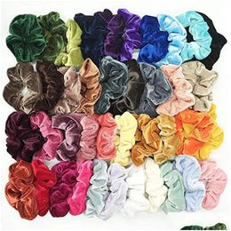 Hair Accessories 40Pcs Veet Scrunchie Women Girls Elastic Rubber Bands Accories Gum For Tie Ring Rope Ponytail Holder4093082 Drop Deli Dh1D7