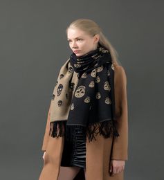Scarves Luxury skull scarf cashmere women shawl winter warm cloak thick blanket fringed holiday gift 2209224834491