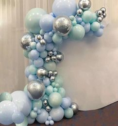 Macaron Blue Mint Pastel Balloons Garland Arch Kit Sliver 101pcs DIY Birthday Wedding Baby Shower New Year Party globos Decorati 28621720