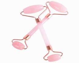 Rose Quartz Roller Double Head Face Massager Tool Natural Jade Facial Massage Roller Stone Skin Beauty Care2662040