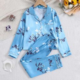 Clothing Sets Children Girls Clothes Long Sleeve Floral Prints Tops Pants Sleepwear Outfits Pajamas For 8 To 12 Years