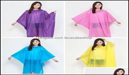 Raincoats Household Sundries Home Garden Eva Eco Friendly Poncho Rainwear Transparent Solid Color Non Disposable Cycling Raincoat 5683132